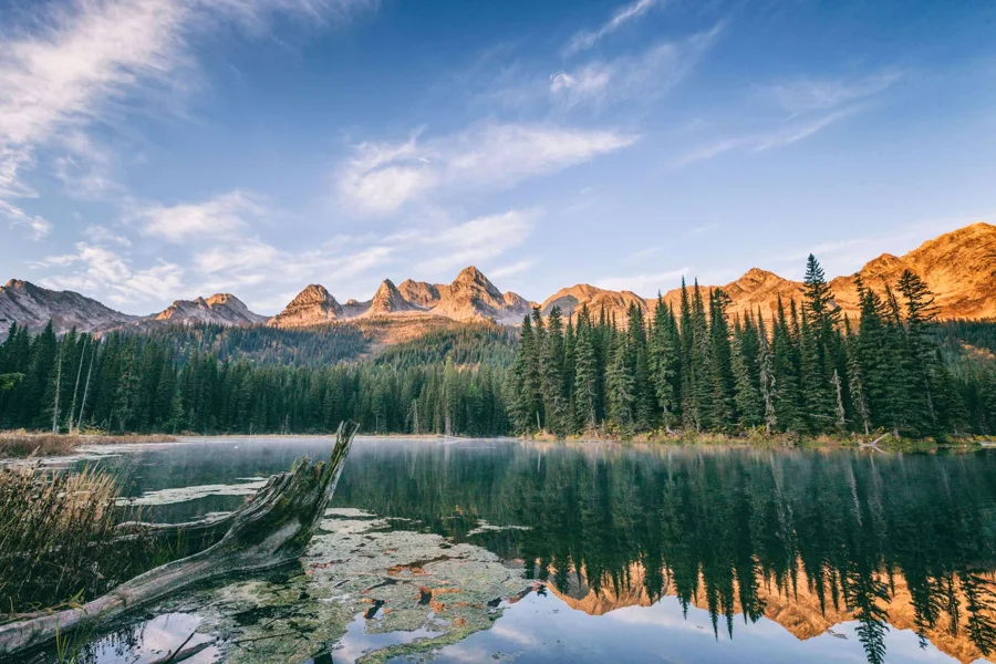 The Lizard Range reflected in Island Lake in summer