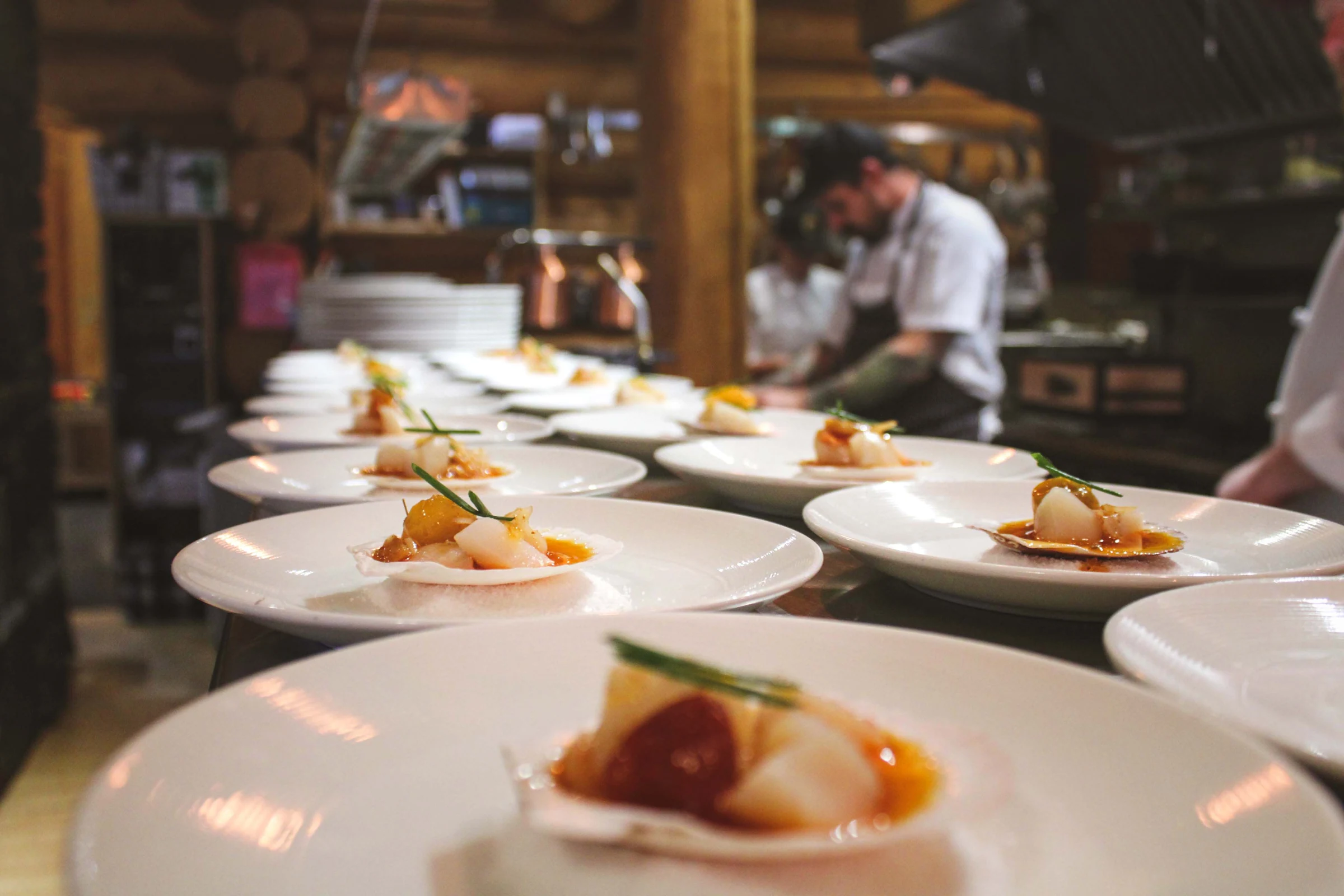Dishes being prepared in the Island Lake kitchen